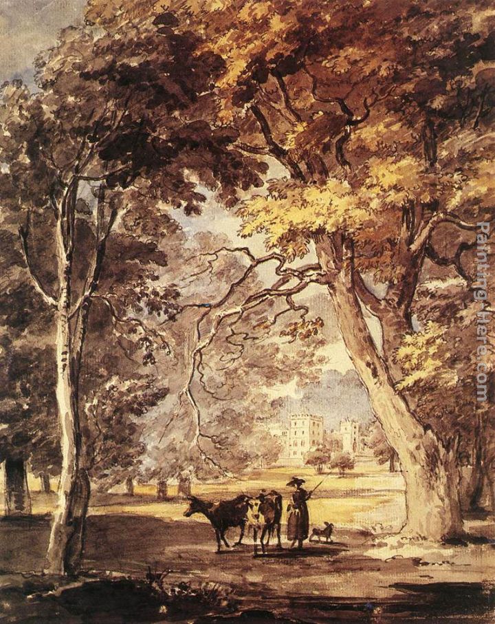 Cow-Girl in the Windsor Great Park painting - Paul Sandby Cow-Girl in the Windsor Great Park art painting